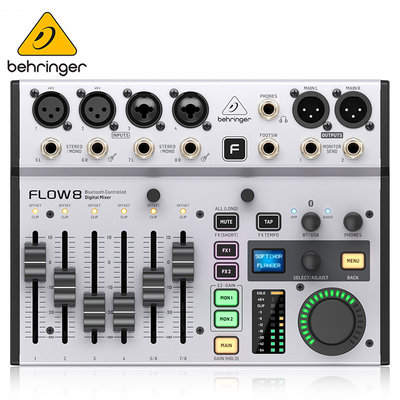 BEHRINGER FLOW 8 八軌藍芽數位混音MIDI控制器 -USB錄音介面/原廠公司貨