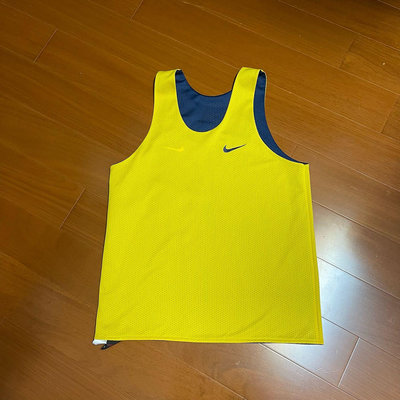 （Size M) Nike 深藍黃 刺繡雙面籃球背心 （H)