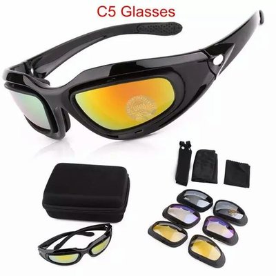 福利品出清Daisy One C5 Polarized Army Goggles, Military Sunglasses 4 Lens Kit, 太陽眼鏡