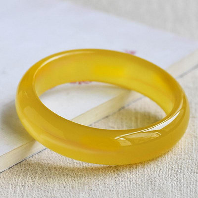 天然玉石手鐲 黃色瑪瑙鐲子 冰玉髓手環 標準版（滿599元免運）