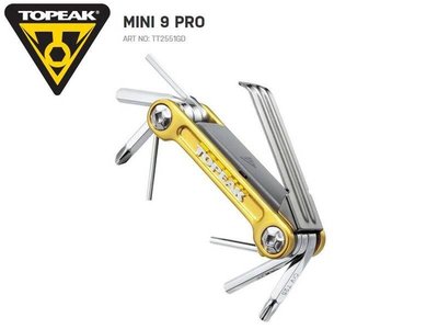 全新 Topeak Mini 9 Pro 迷你六角工具組 9功能 金色601510011