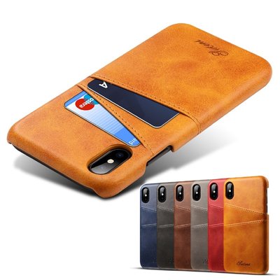 牛皮紋帶卡夾手機殼 適用蘋果手機皮套 iPhone11 ProMax XS/XR手機保護套 PU小牛紋雙插卡後殼