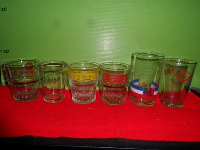 6個早期玻璃杯(黑松+台豐+遠東百貨+...)一起賣