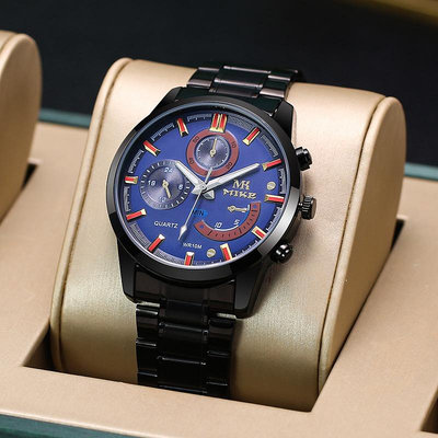 熱銷 米可MIKE品牌男士手錶腕錶石英錶輕奢大錶盤防水全金色商務男款腕錶代141 WG047