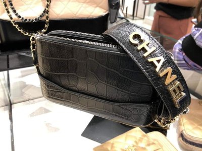 Chanel 限量埃及 牛皮 鱷魚壓紋 雙鍊 肩背斜背 手拿包