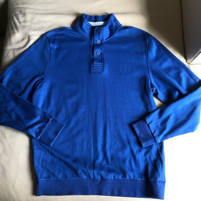 [品味人生2]保證正品Hugo Boss 藍色 立領 長袖POLO衫 size L