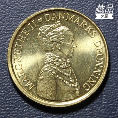 歐洲錢幣丹麥2012年瑪格麗特二世女王登基40周年20克朗銅幣美品