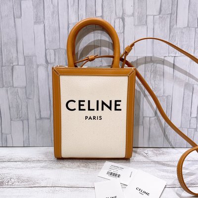 《真愛名牌精品》Celine 193302BNZ CABAS 白色編織 mini 琴譜包*全新*代購