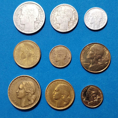 【二手】 法國早期幣 9 經典頭像圖案2284 錢幣 硬幣 紀念幣【明月軒】