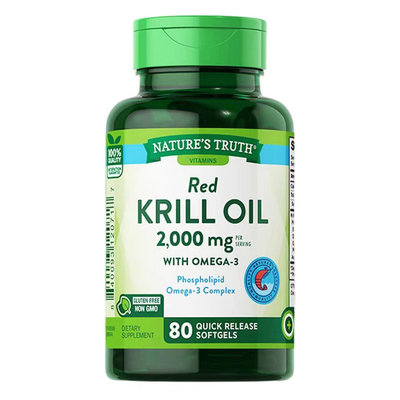 Omega3南極磷蝦油EPA卵磷脂DHA蝦紅素2000mg60粒/80粒NATURE'S TRUTH KRILL OIL