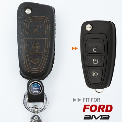 Ford Mondeo Focus Fiesta Kuga MK3 福特汽車 晶片 折疊 鑰匙 皮套 保護套 胎牛皮