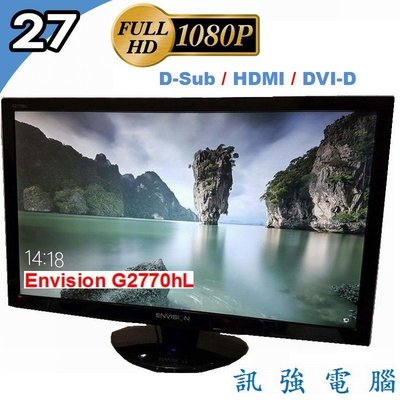 ENVISION G2770HL 27吋 FullHD LED螢幕『D-Sub、HDMI、DVI 輸入』內置喇叭、附線組
