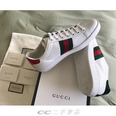 CC二手  99新GUCCI Ace Bee embroidered sneaker 蜜蜂鞋 休閒鞋 男 女 白色 4294