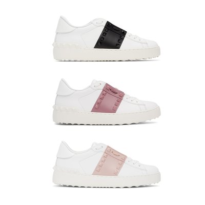 [全新真品代購-F/W21 新品!] VALENTINO 鉚釘裝飾 撞色設計 白鞋 (OPEN)