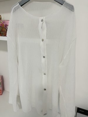 韓版白色細紗質IZZUE OZOC GOZO款雪紡造型襯衫外套M號