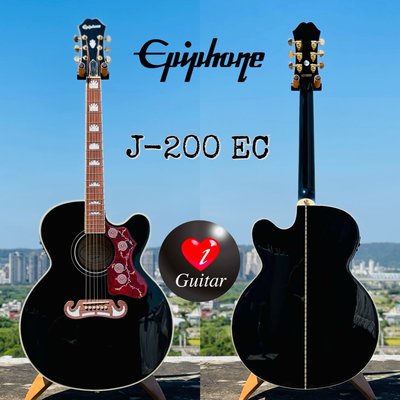 【iGuitar】 Epiphone J-200 EC Studio(黑色）雲杉/楓木面單民謠吉他