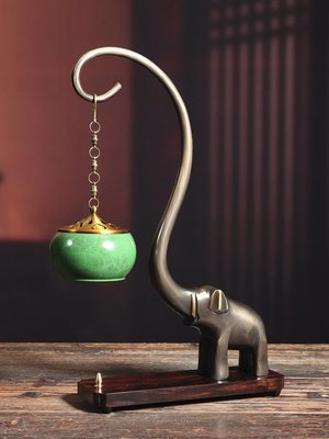 吉象純銅吊式香爐家用室內新中式倒流香盤香線香插居室擺件裝飾品