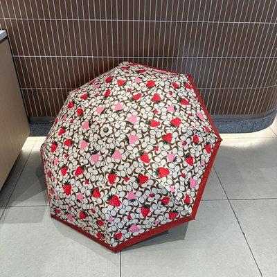小皮美國代購   COACH  蔻馳 106201新款草莓   三折自動折疊雨傘  防紫外線 大方時尚  經典爆款30CM