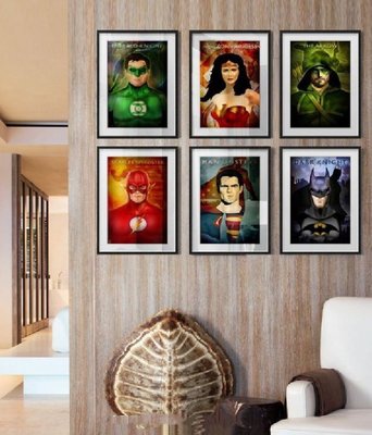 ART。DECO  蝙蝠俠羅賓BATMAN小丑神力女超人個性海報裝飾畫DC漫畫客廳有框畫正義聯盟英雄人物電影掛畫(多款可