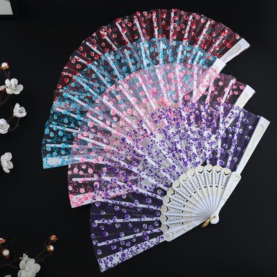 扇子折扇中國風女式學生古風流蘇夏季隨身攜帶漢服塑料折扇跳舞扇