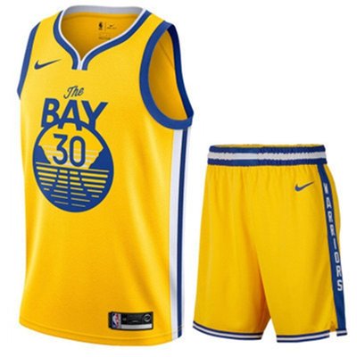 現貨熱銷-球衣NBA正品耐克 勇士隊30號庫里球衣11號湯普森35號杜蘭特籃球服套裝哆啦A珍