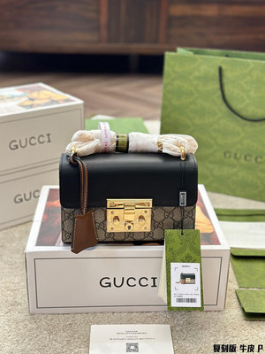 【二手包包】版 牛皮 升級款 包裝Gucci padlock 小方包 經典月光寶盒 小方包 小牛皮 經典不可NO195368