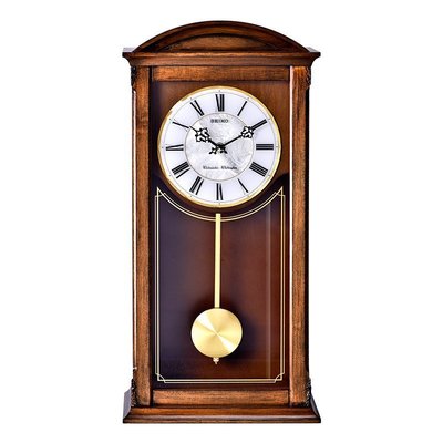 SEIKO鐘表實木歐式掛鐘整點音樂報時客廳辦公室鐘擺時鐘掛鐘客廳超夯 正品 現貨
