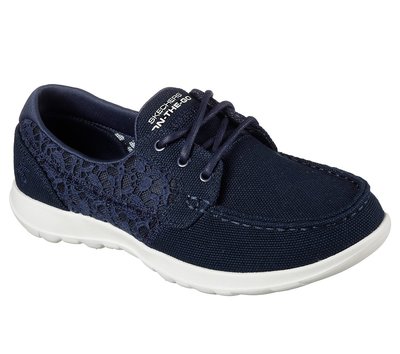 skechers 新品上市 GOWALK15431 LITE - MIRA 船鞋 藍色側雷絲 懶人鞋