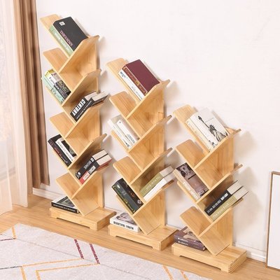 創意樹形兒童書架實木簡易置物架落地簡約現代書房客廳