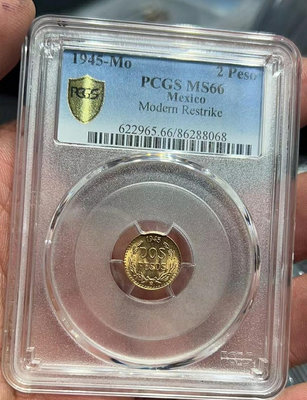 【二手】墨西哥鷹洋金幣2比索、PCGS評級MS66分。 錢幣 票據  收藏 【尋秦記】-773