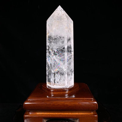 原石擺件 奇石擺件 天然白水晶柱帶座高20×5×4.3公分 重0.85公斤編號200458