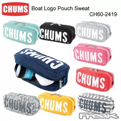 =CodE= CHUMS BOAT LOGO POUCH SWEAT 毛巾布收納包(黑藍條紋粉紅灰) CH60-2419