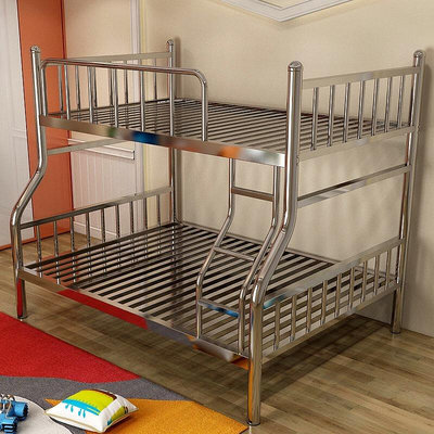 304不銹鋼床雙層床高低子母床上下鋪高架床1.5米家用雙人床鐵架床~居家