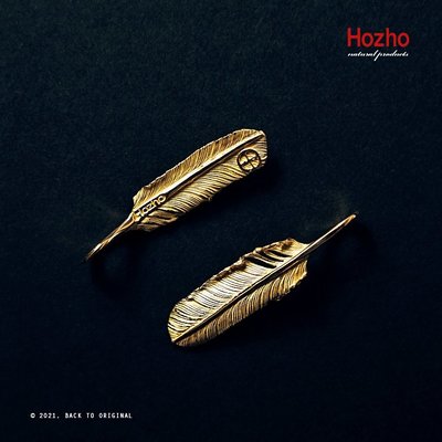 預定 [BTO] 日本【Hozho】老品氛圍 匠人手打 Mini 18K金小羽毛