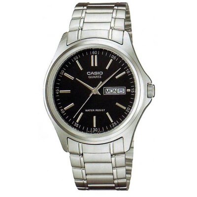 CASIO WATCH 卡西歐精典簡約時尚黑面星期日期男仕.學生石英腕錶 型號：MTP-1239D-1A【神梭鐘錶】