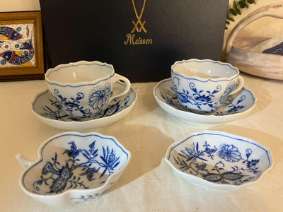 Meissen梅森德國原產歐式手繪雅致藍洋蔥高檔奢華咖啡杯套