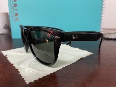 全新 RAY BAN 雷朋 折疊式 太陽眼鏡 RB4105 601 附皮套 眼鏡布 黑框墨綠鏡片 公司貨 義大利製