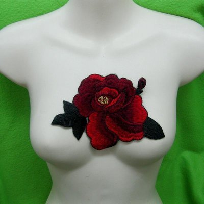 玫瑰花服飾配件DIY手工藝刺繡徽章/貼花/需手縫 紅色 Y368p2178