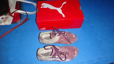~保證真品 PUMA 紫色ㄐ皮款休閒鞋 慢跑鞋37號~便宜起標無底價標多少賣多少