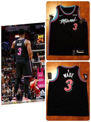 Dwyane Wade Nike NBA 熱火隊城市版球衣帶贊助標 黑南灣 Vice SW