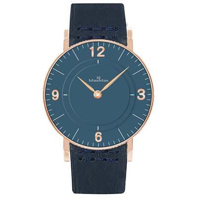 ∥ 國王時計 ∥ MAX MAX MAS7039-4 玫瑰金藍面時尚腕錶