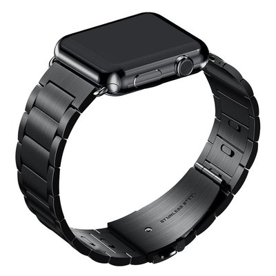 【 送貼膜】高品質適用於Apple Watch 5不鏽鋼金屬錶帶三株鋼帶按鍵式快拆/免工具調整錶帶1/2/3代4代