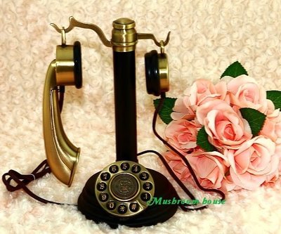 點點蘑菇屋{電話}正廠派拉蒙復古造型電話-丈母娘電話 古典金屬花紋浮雕 鄉村風 免運