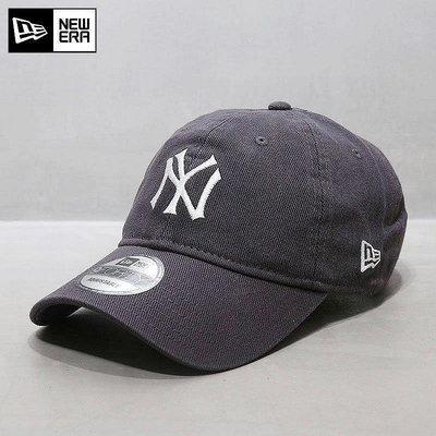小Z代購#NewEra帽子秋冬加厚牛仔粗斜紋帆布MLB棒球帽軟頂大標NY灰色潮