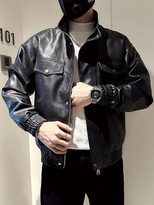 皮衣新款爆款男冬季高級感哈雷機車服外套韓版潮流帥氣皮夾克