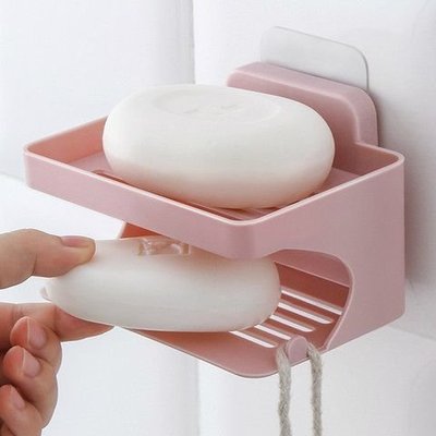雙層肥皂架浴室無痕粘膠肥皂瀝水架壁掛式香皂盒洗浴免打孔置物架正品促銷