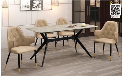 現代簡約 餐廳 家用餐桌 歐式餐桌椅 大理石餐桌 波斯5.3尺灰色科技石面餐桌（6）屏東市 廣新家具行
