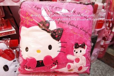 ♥小花花日本精品♥Hello Kitty 粉紅小熊系列 桃紅點點碎花蕾斯 抱枕 靠枕 靠墊 車用椅靠墊