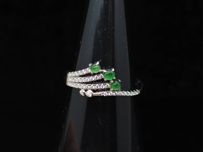 《瓜地馬拉翡翠專區》《戒指》正品A貨 天然翡翠 滿綠流星 戒子 戒指 #13  (3512)