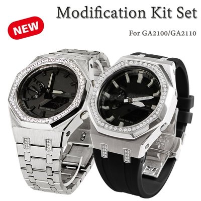 森尼3C-第 4 代鑽石金屬卡西歐 GA2100 GA2110 錶帶錶帶手錶手鍊手錶表圈錶帶女士-品質保證